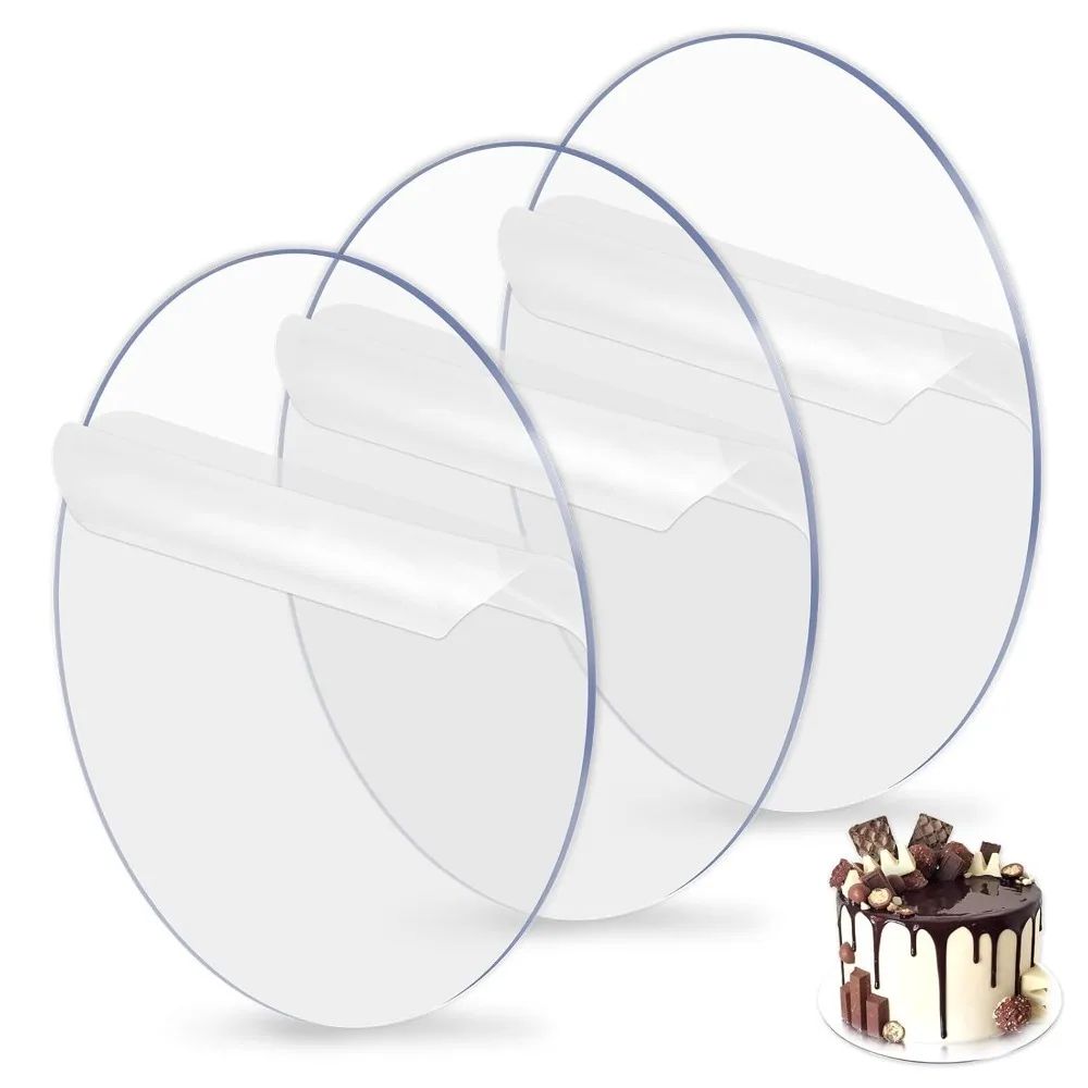 Premium Clear Acrylic Cake Boards Set Reusable Round Cake Display Boards For Baking Decorating De 0
