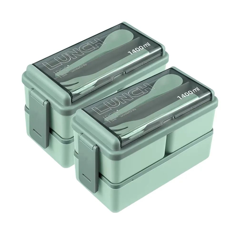 Premium DoubleLayer Portable Lunch Box Bento Set With Fork Spoon MicrowaveReady Kids Family Food 9