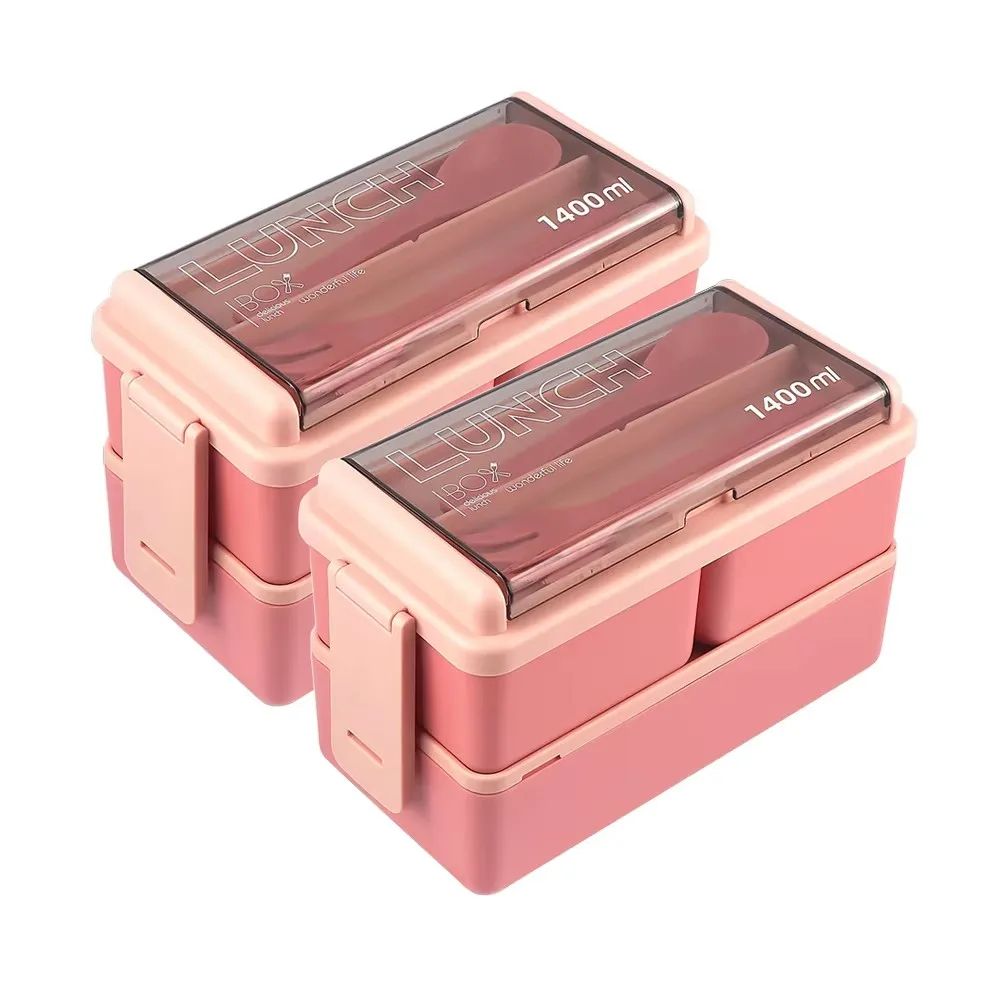 Premium DoubleLayer Portable Lunch Box Bento Set With Fork Spoon MicrowaveReady Kids Family Food 10