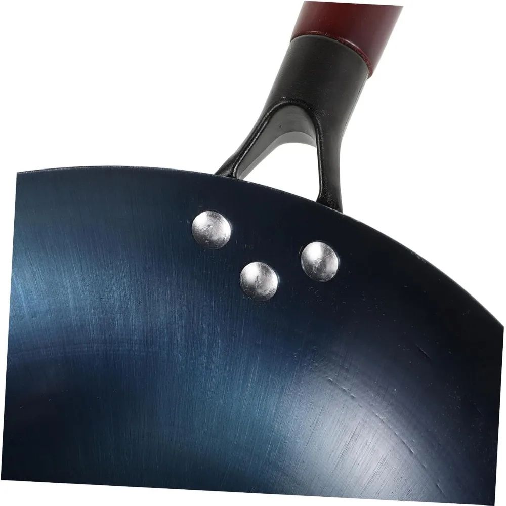 HeritagePro Traditional Cast Iron Wok Premium Iron Cookware With Wood Handle 12 In 3