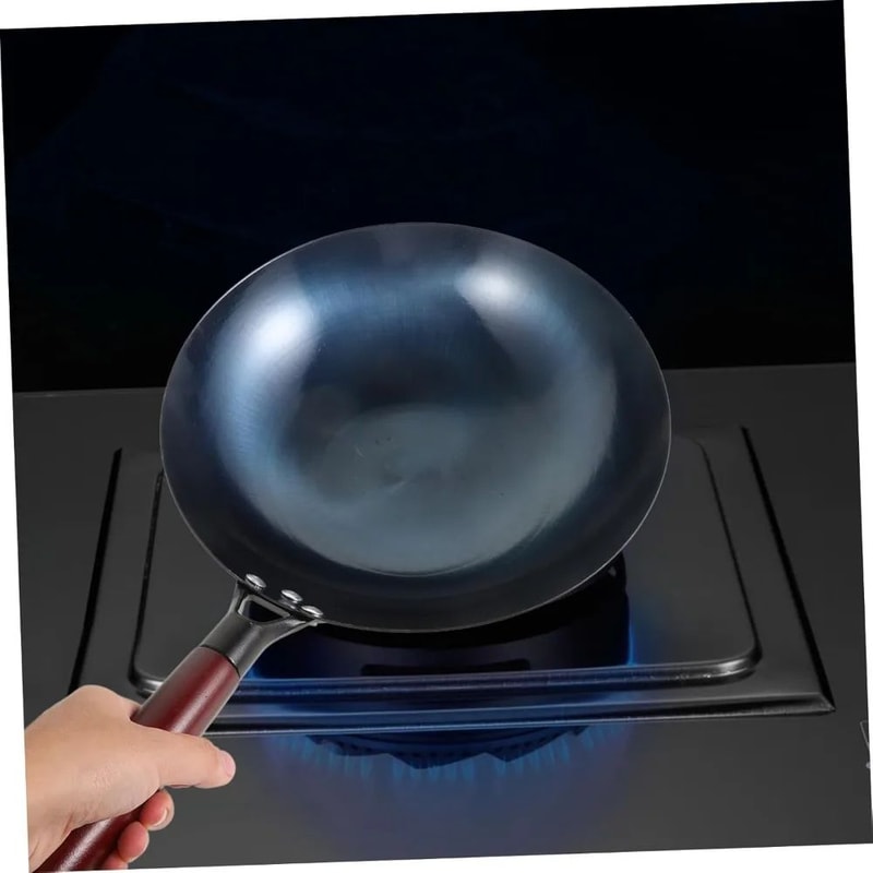 HeritagePro Traditional Cast Iron Wok Premium Iron Cookware With Wood Handle 12 In 4
