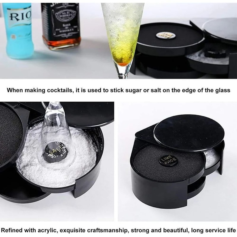 3Layer Rotating Bar Seasoning Station Premium Cocktail Salt Sugar Rimmer Box 3