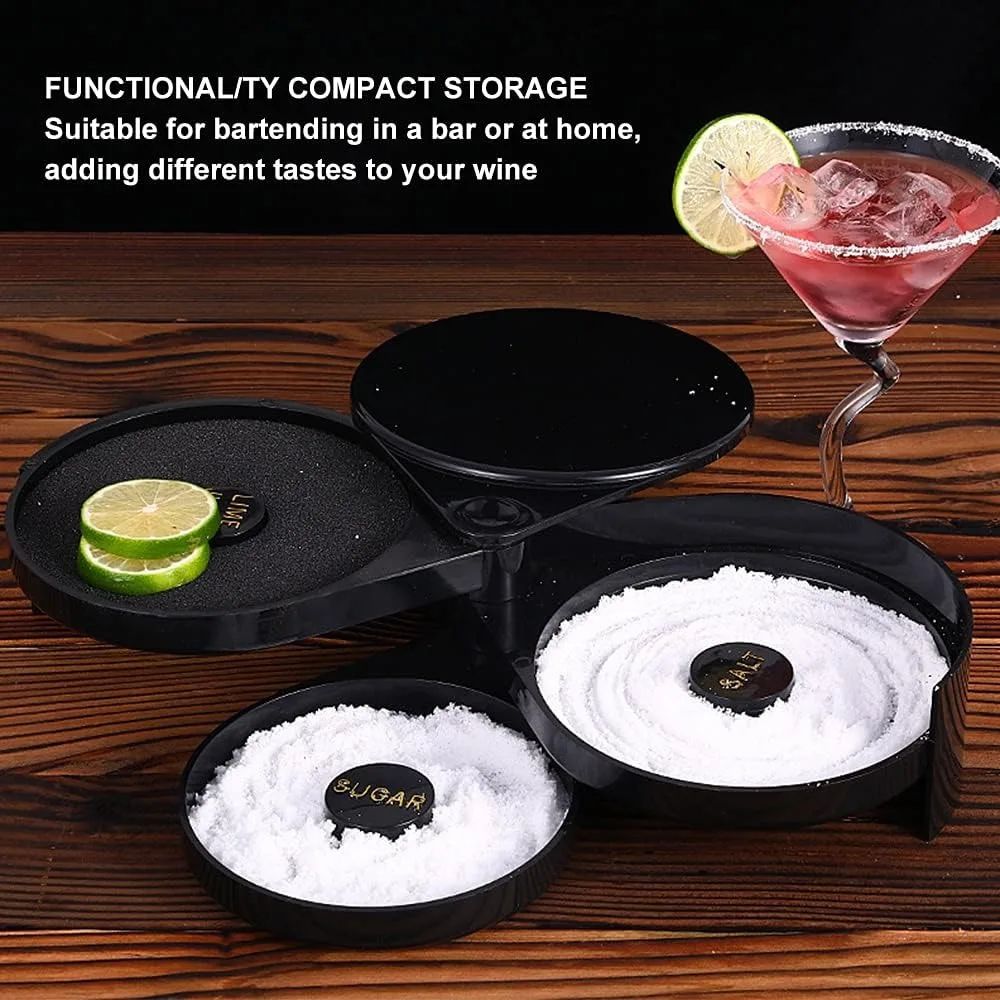 3Layer Rotating Bar Seasoning Station Premium Cocktail Salt Sugar Rimmer Box 5