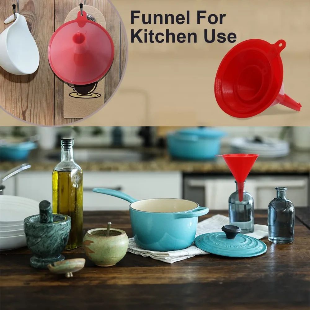 AllinOne Kitchen Home Kitchen Funnel Set 4 Sizes Plastic Funnels For Liquid Transfer Funnels 3