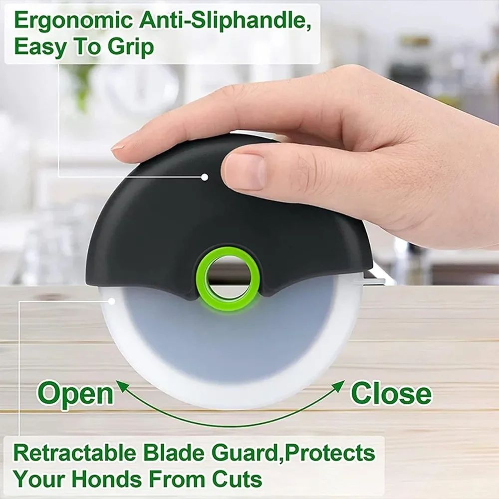 Premium Stainless Steel Pizza Cutter Wheel With Protective Blade Cover Ergonomic Kitchen Pizza Cut 3