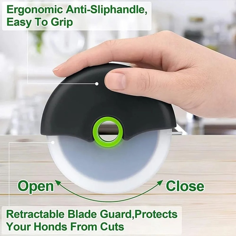 Premium Stainless Steel Pizza Cutter Wheel With Protective Blade Cover Ergonomic Kitchen Pizza Cut 3