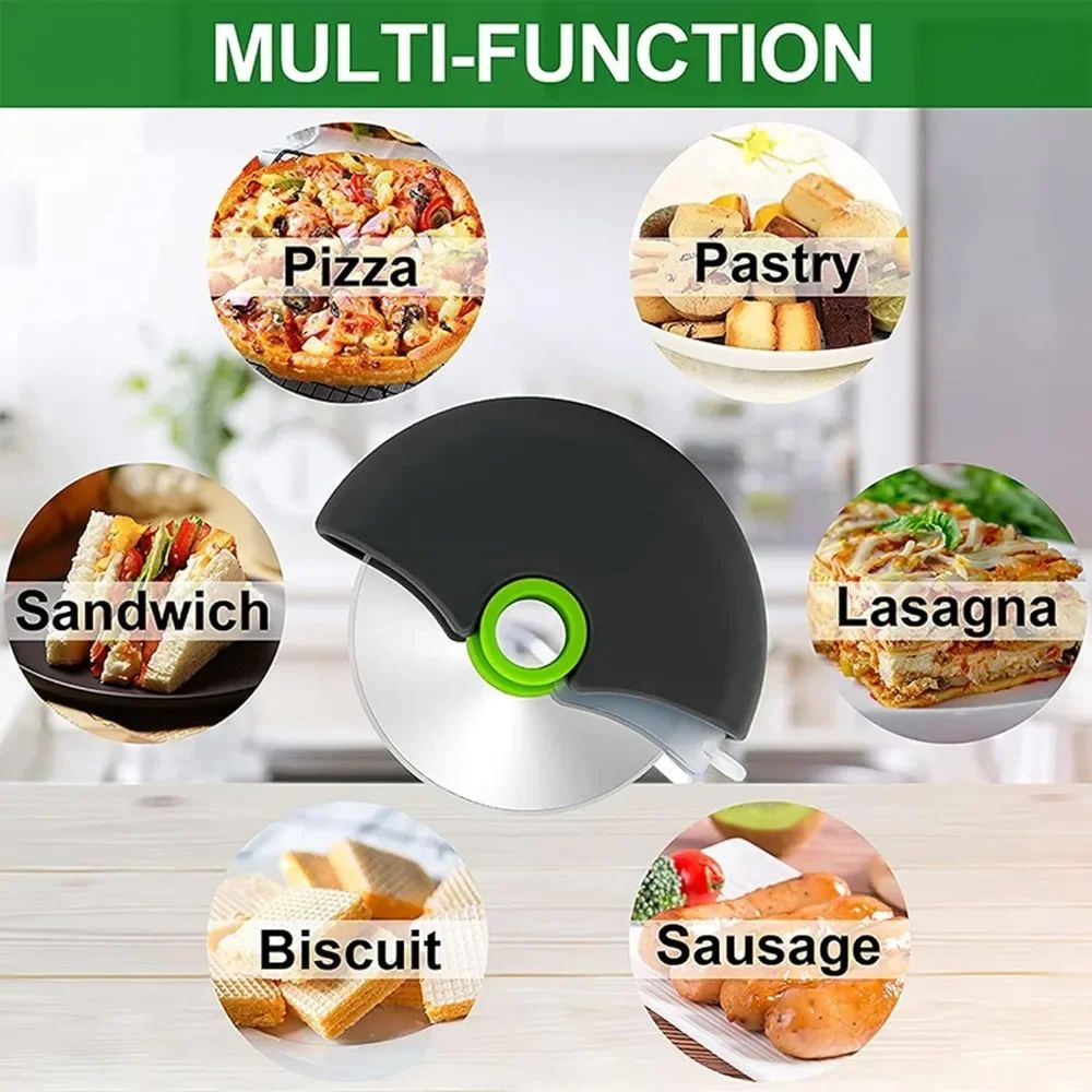 Premium Stainless Steel Pizza Cutter Wheel With Protective Blade Cover Ergonomic Kitchen Pizza Cut 4