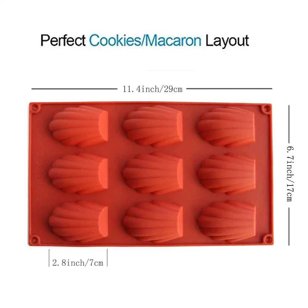 Premium Silicone Madeleine Mold Pan 9Cavity NonStick Baking Tray 1