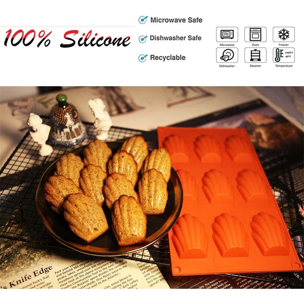Premium Silicone Madeleine Mold Pan 9Cavity NonStick Baking Tray 2