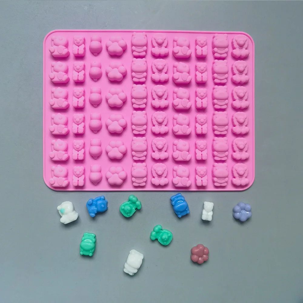 Premium 7Piece Silicone Candy Molds Gummy Molds Set With Droppers Reusable FoodGrade Baking Trays 5