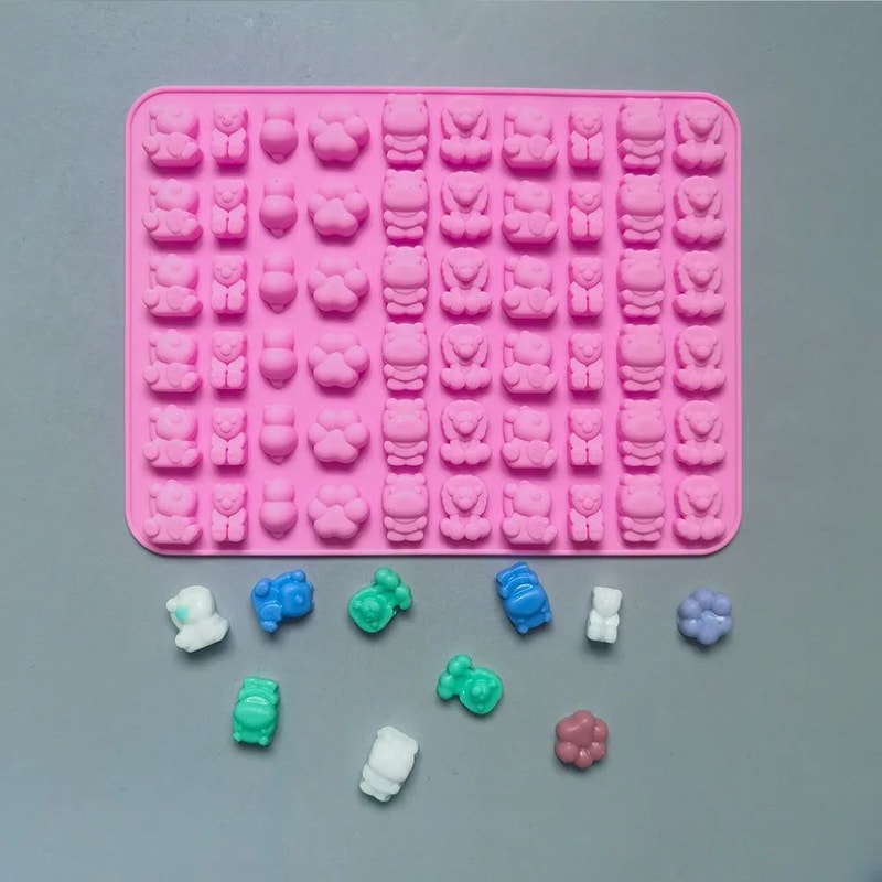 Premium 7Piece Silicone Candy Molds Gummy Molds Set With Droppers Reusable FoodGrade Baking Trays 5