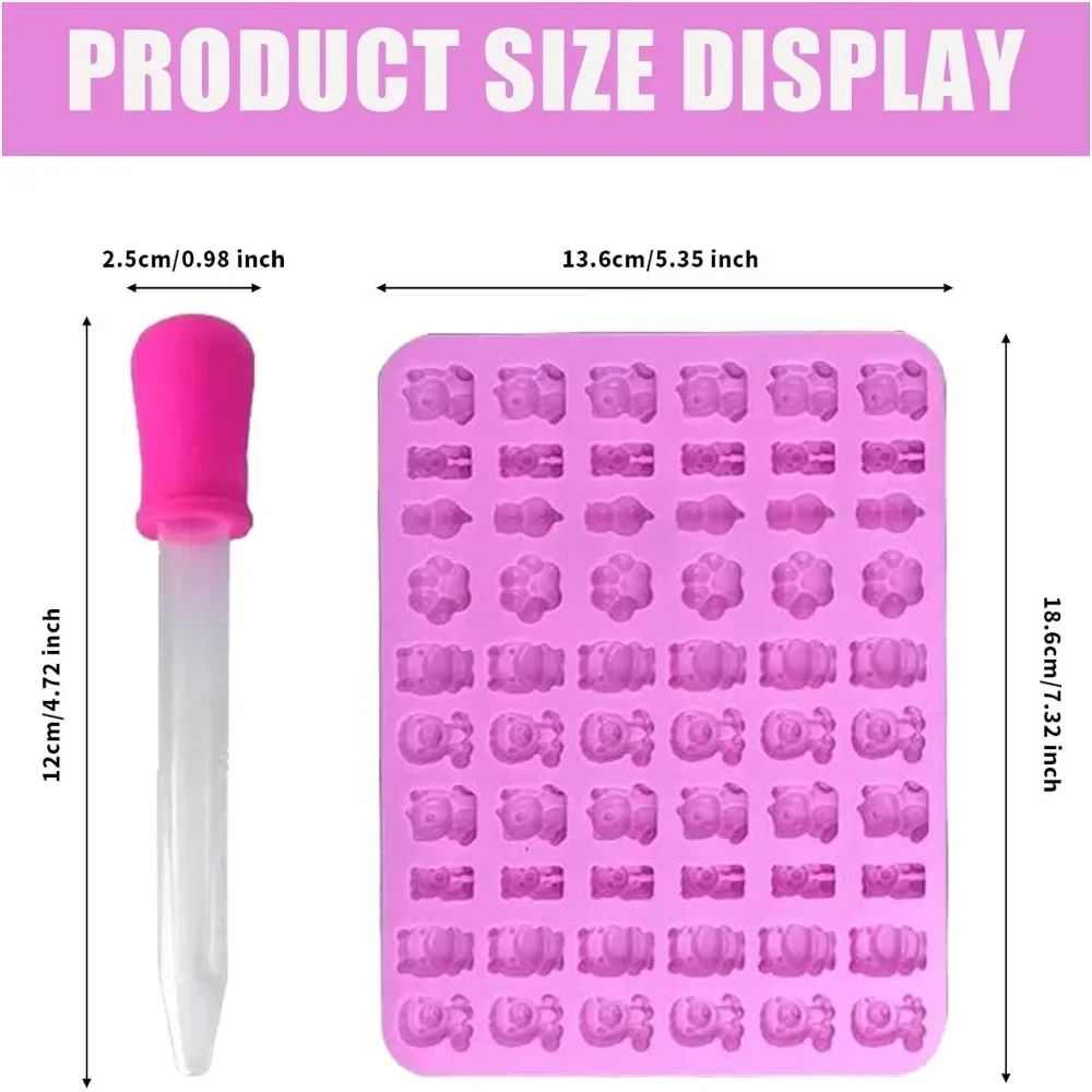 Premium 7Piece Silicone Candy Molds Gummy Molds Set With Droppers Reusable FoodGrade Baking Trays 1