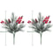 Festive Evergreen Holly Pine Berry Holiday Table Decor Set Of 2 Artificial Christmas Greenery Pic 7
