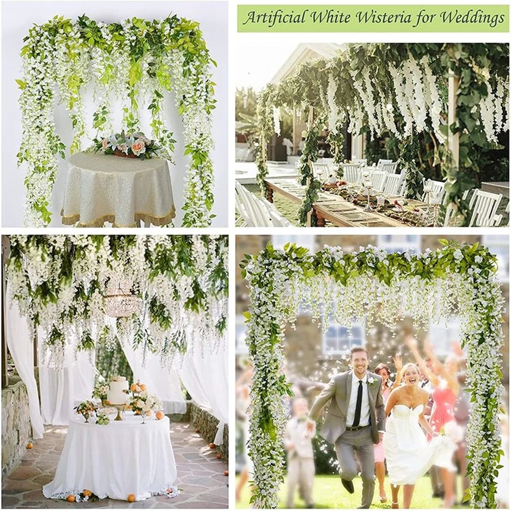 Luxe Cascading Artificial Wisteria Hanging Garland Elegant Fake Vines For Weddings Home Event Dec 2