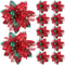 Festive Elegance 12Piece Artificial Poinsettia Christmas Flower Set Glitter ClipOn Ornaments For T 7