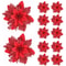 Festive Elegance 12Piece Artificial Poinsettia Christmas Flower Set Glitter ClipOn Ornaments For T 9