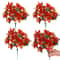 Festive Poinsettia Glitter Flower Bouquet Premium Artificial Christmas Flowers For Holiday Home T 0