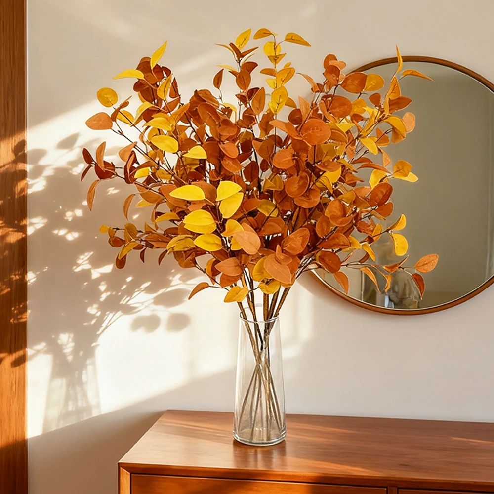 Autumn Eucalyptus Artificial Branch Set Realistic Fall Home Decor Stems For Tables Walls 0