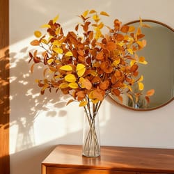autumn eucalyptus artificial branch set - realistic fall home decor stems for tables & walls