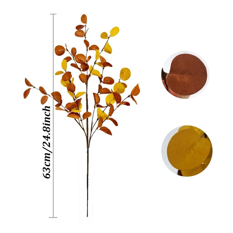Autumn Eucalyptus Artificial Branch Set Realistic Fall Home Decor Stems For Tables Walls 2