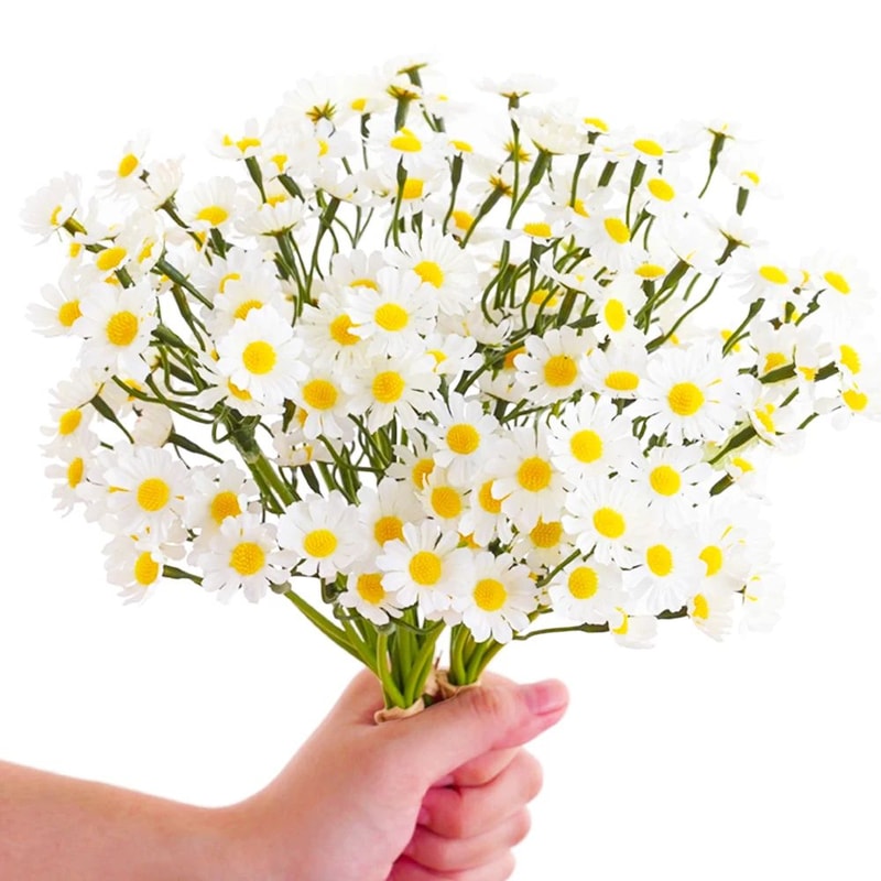 SpringGlow Premium Daisy Flower Bouquet 120Head Artificial Floral Arrangement For Home Wedding Pa 2