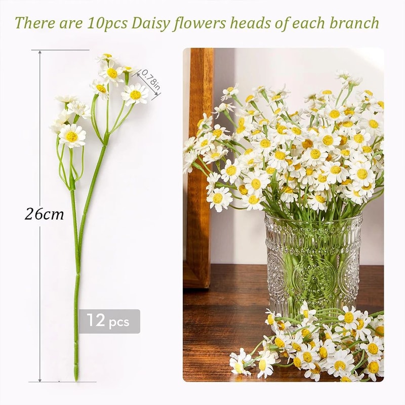 SpringGlow Premium Daisy Flower Bouquet 120Head Artificial Floral Arrangement For Home Wedding Pa 3