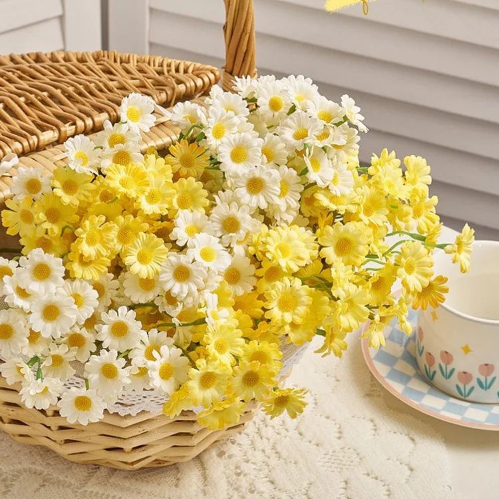 SpringGlow Premium Daisy Flower Bouquet 120Head Artificial Floral Arrangement For Home Wedding Pa 4