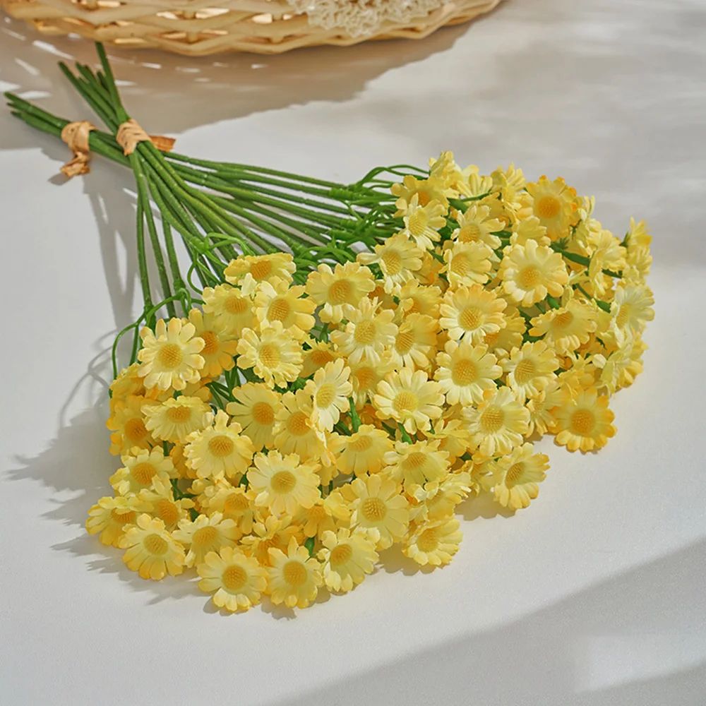 SpringGlow Premium Daisy Flower Bouquet 120Head Artificial Floral Arrangement For Home Wedding Pa 7