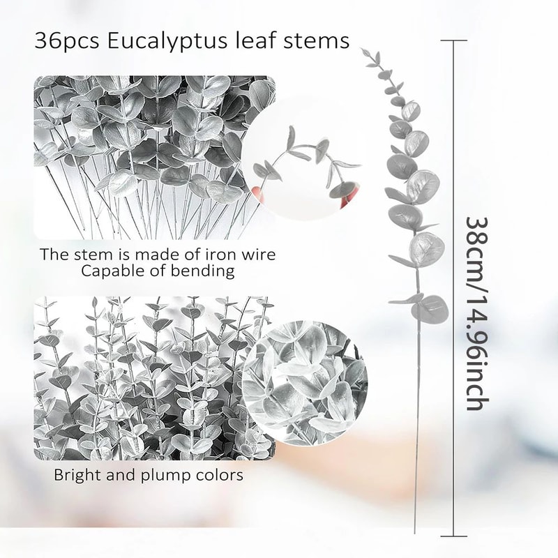 Gold Silver Eucalyptus Design Stems 20Piece Metallic Faux Branch Set For Weddings Holidays Home 1