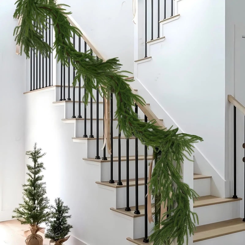 Premium Faux Cedar Christmas Garland For Mantels Staircases Holiday Displays 5