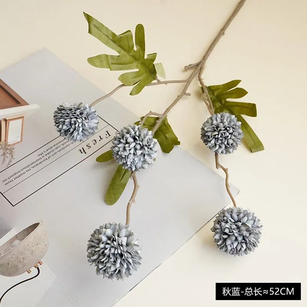 Elegant Faux Pompon Mum Stems Realistic Autumn Chrysanthemum Ball Flowers For Bouquets Home Decor 9