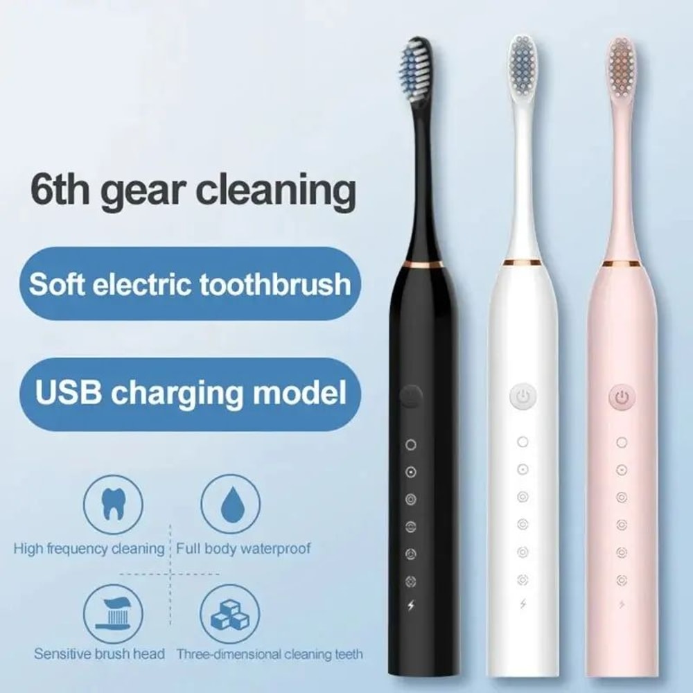 Advanced Ultrasonic Electric Toothbrush With SixMode Cleaning Soft Bristle Care 0