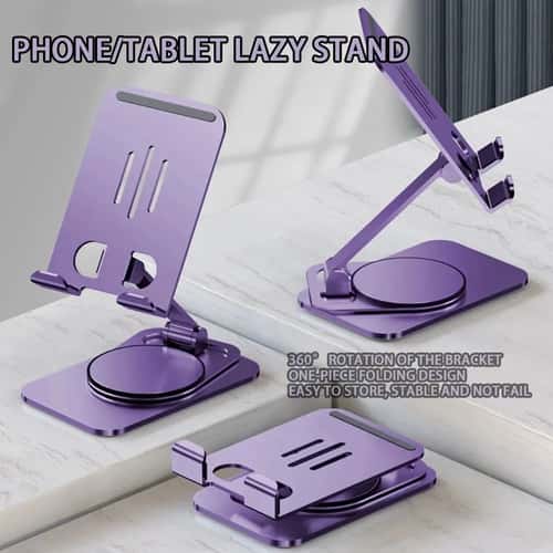 360° Rotating Foldable Phone & Tablet Stand – Adjustable Lazy Desk Holder for Mobile Devices