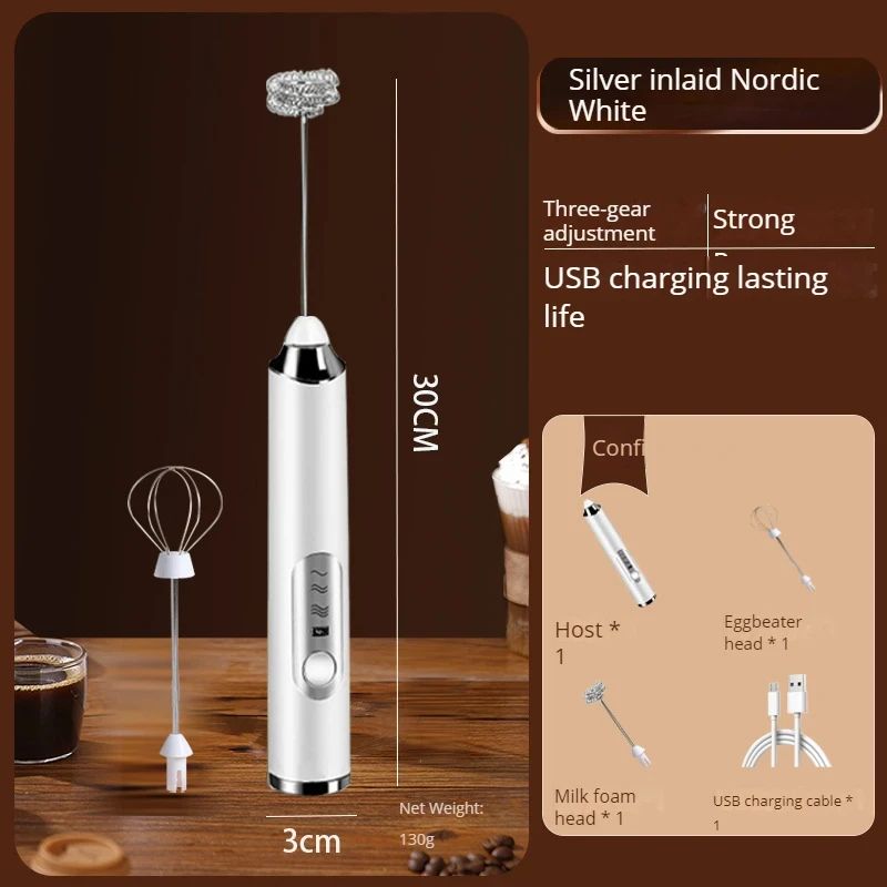 Rechargeable Handheld Milk Frother Mini Whisk With TripleSpeed Control 6