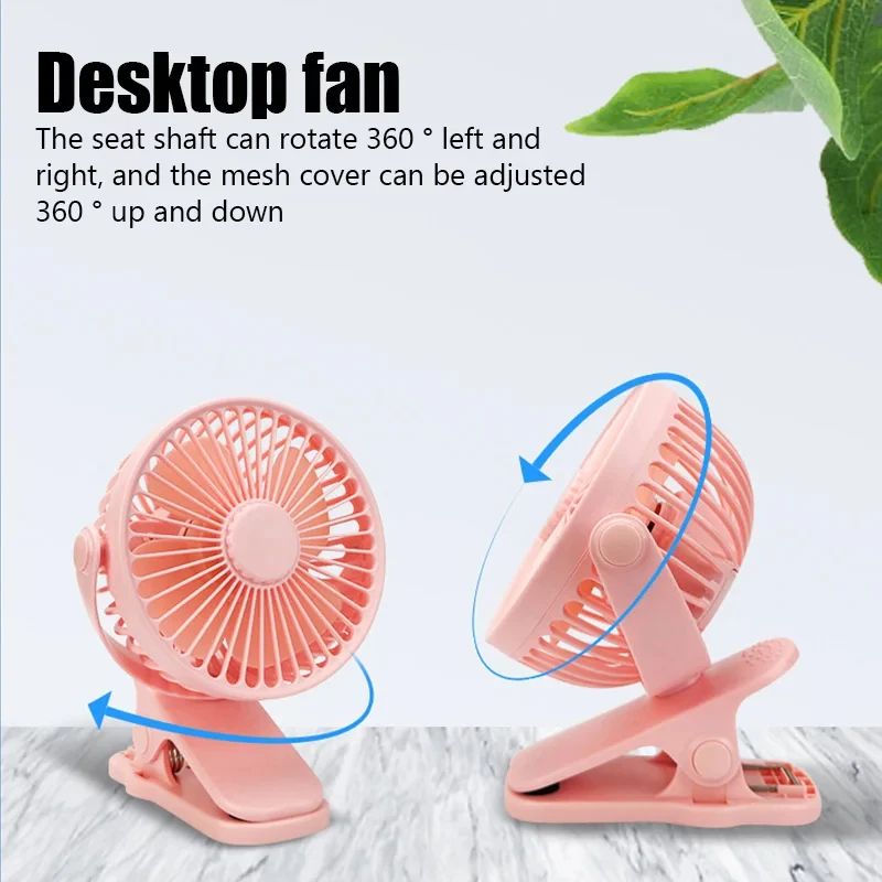 Mini Clip USB Fan Portable Quiet Desktop Fan With 3Speed Wind 4