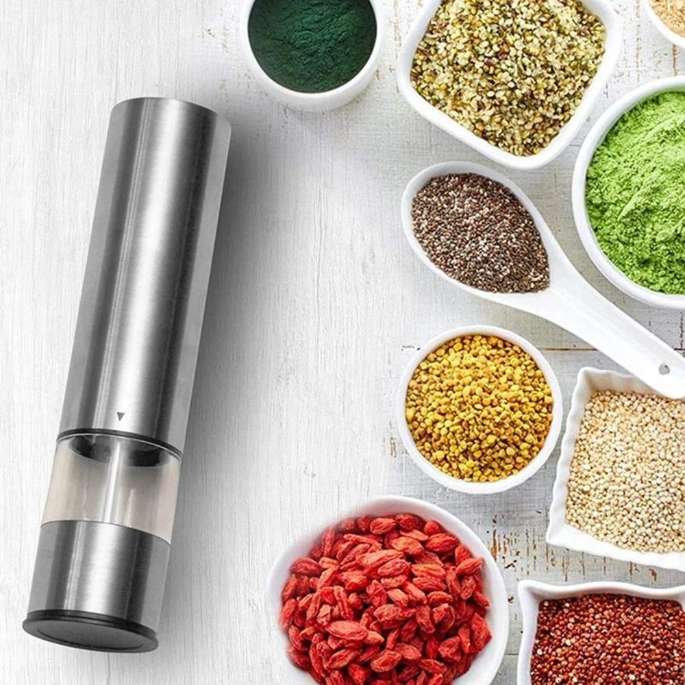 Electric Stainless Steel Pepper Salt Grinder With Adjustable Coarseness 1
