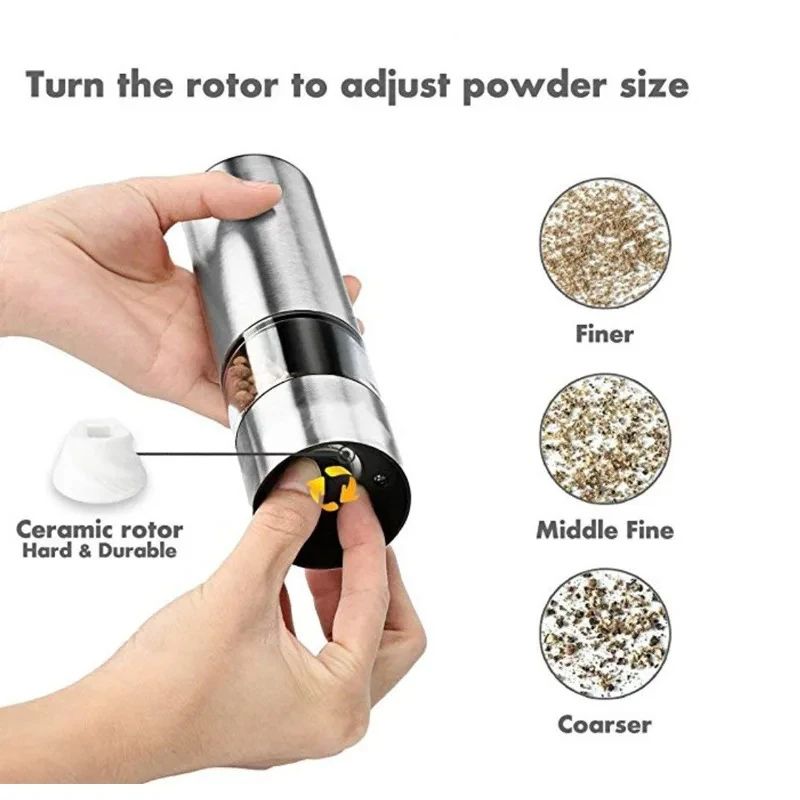 Electric Stainless Steel Pepper Salt Grinder With Adjustable Coarseness 3