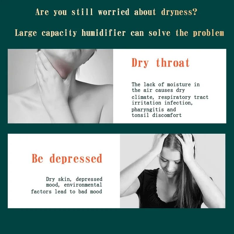 Large Capacity USB Humidifier 2L Silent Dual Spray Air Purifier For Bedroom Office 0