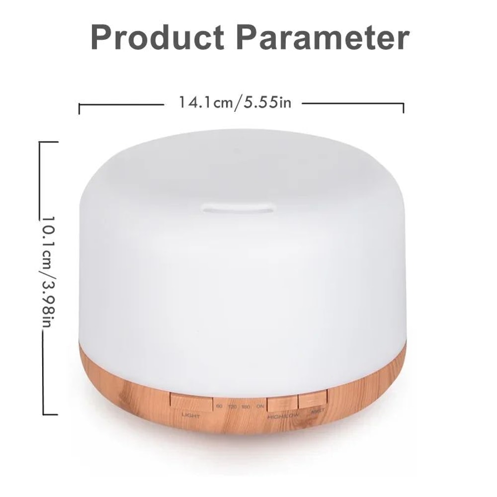 Mini Wood Grain Aroma Diffuser Essential Oil Humidifier With Colorful Night Light 500ml USB Mist 6
