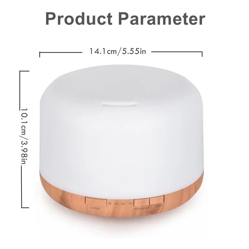 Mini Wood Grain Aroma Diffuser Essential Oil Humidifier With Colorful Night Light 500ml USB Mist 6