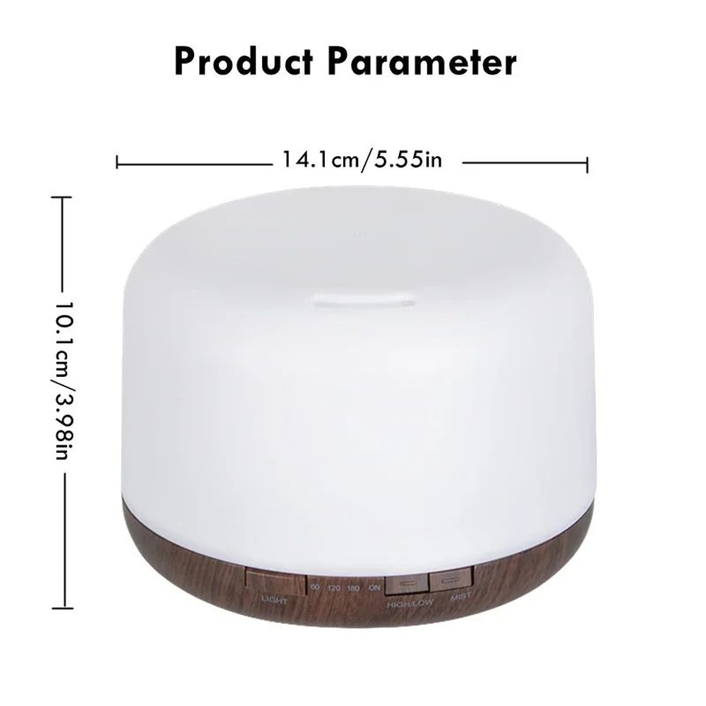 Mini Wood Grain Aroma Diffuser Essential Oil Humidifier With Colorful Night Light 500ml USB Mist 7