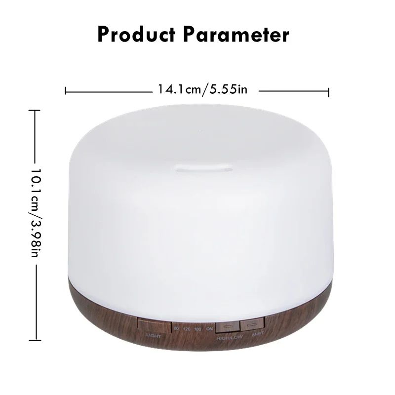 Mini Wood Grain Aroma Diffuser Essential Oil Humidifier With Colorful Night Light 500ml USB Mist 7