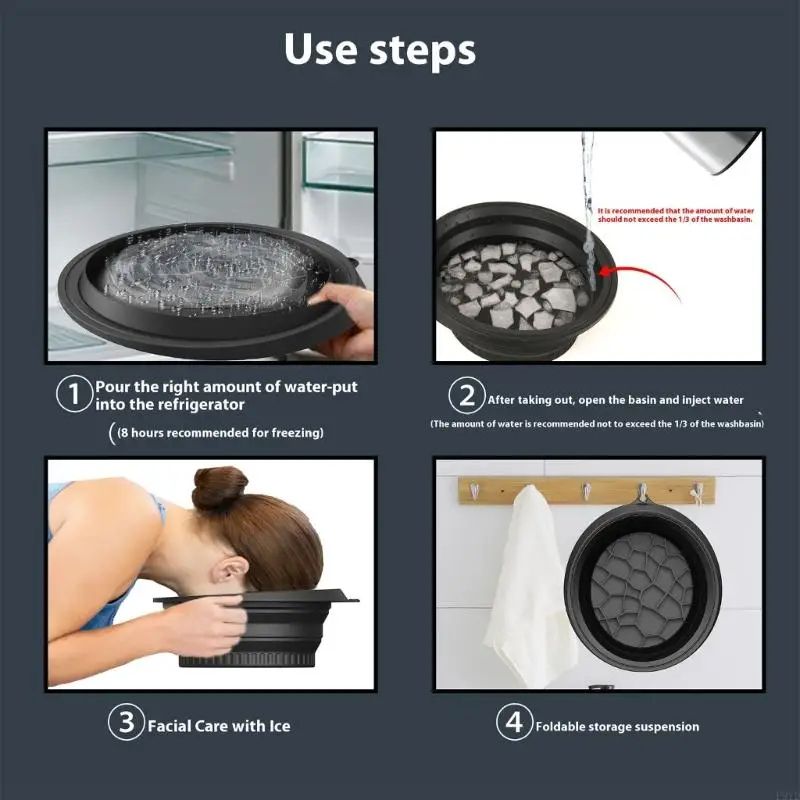 Silicone Foldable Face Ice Bath Bowl Reusable Cold Plunge Facial Ice Tool For Skin Tightening Glo 1