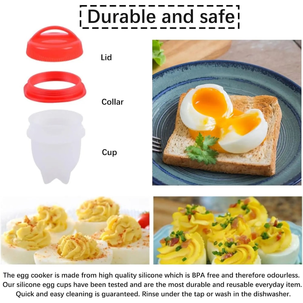 Silicone Egg Poacher Cups Set NonStick Breakfast Egg Cooker For Fast Easy Eggs 4