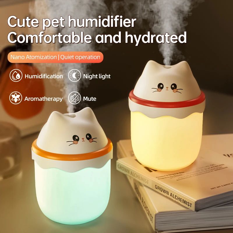 Cute Pet Mini Humidifier With Night Light For Desktop And Travel 0
