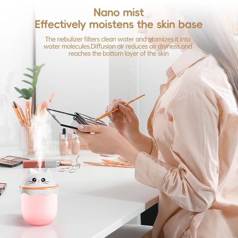 Cute Pet Mini Humidifier With Night Light For Desktop And Travel 3