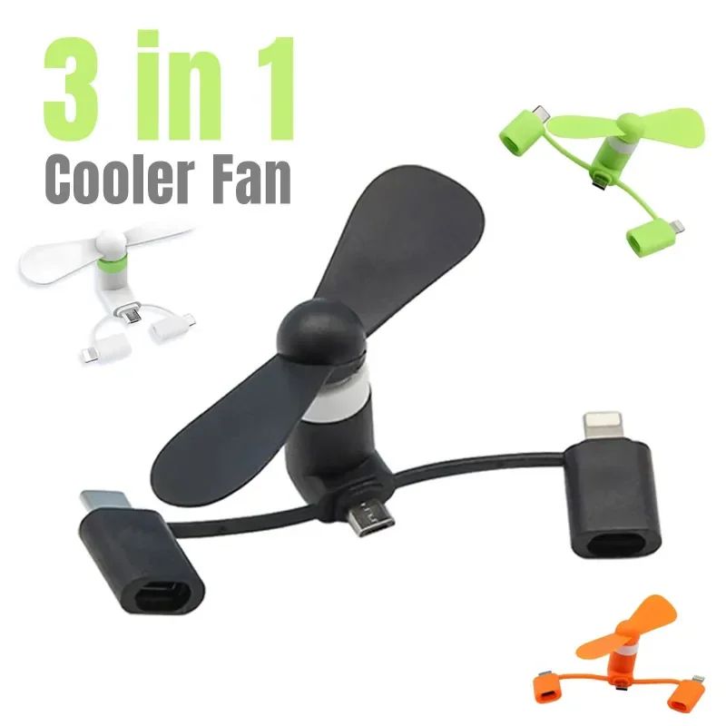 3in1 USB Mini Cooling Fan For Phones Laptops Power Banks 0