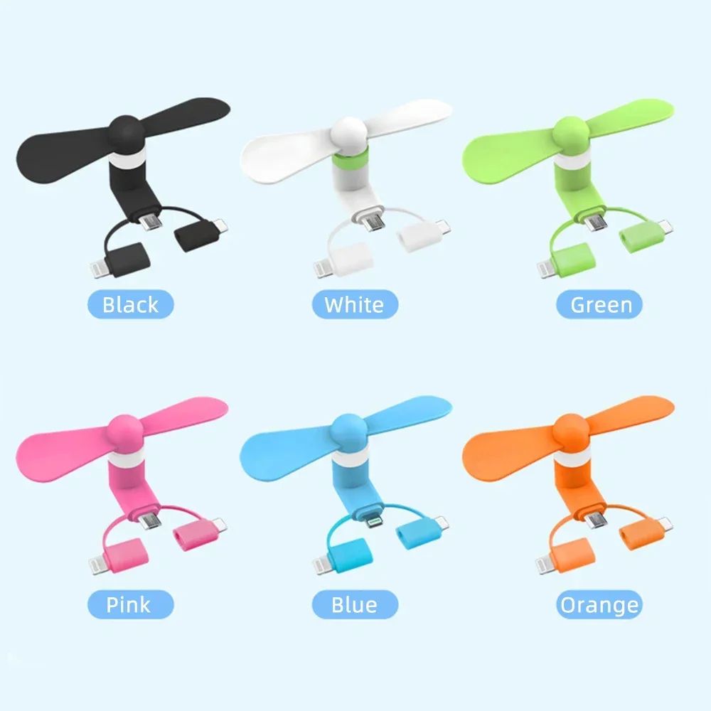 3in1 USB Mini Cooling Fan For Phones Laptops Power Banks 4