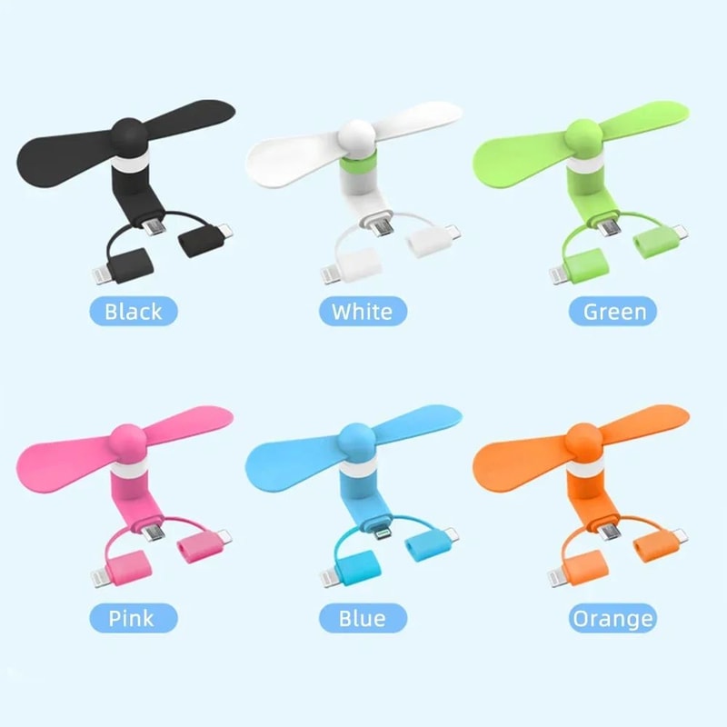 3in1 USB Mini Cooling Fan For Phones Laptops Power Banks 4
