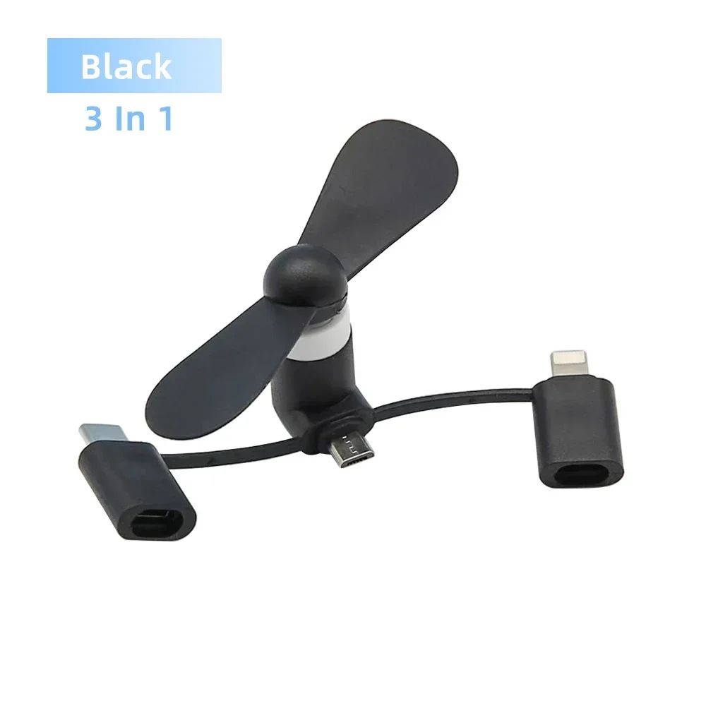 3in1 USB Mini Cooling Fan For Phones Laptops Power Banks 6